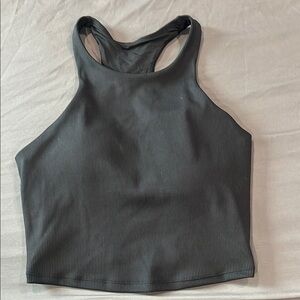 Gray Fitted Crop Tank Top